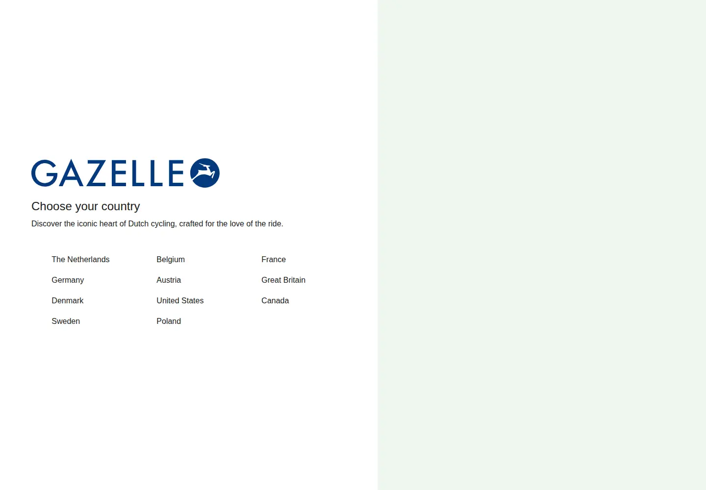Screenshot of gazellebikes.com