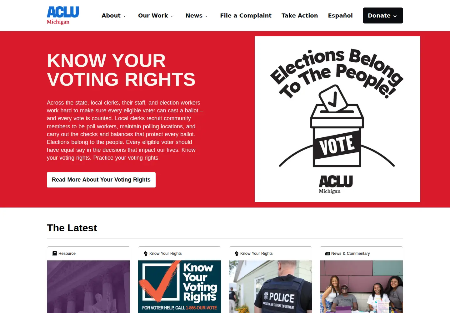 Screenshot of aclumich.org