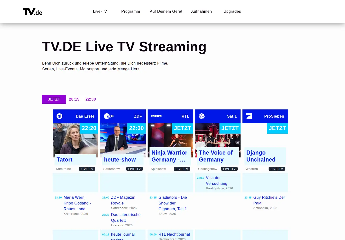 Screenshot of tv.de