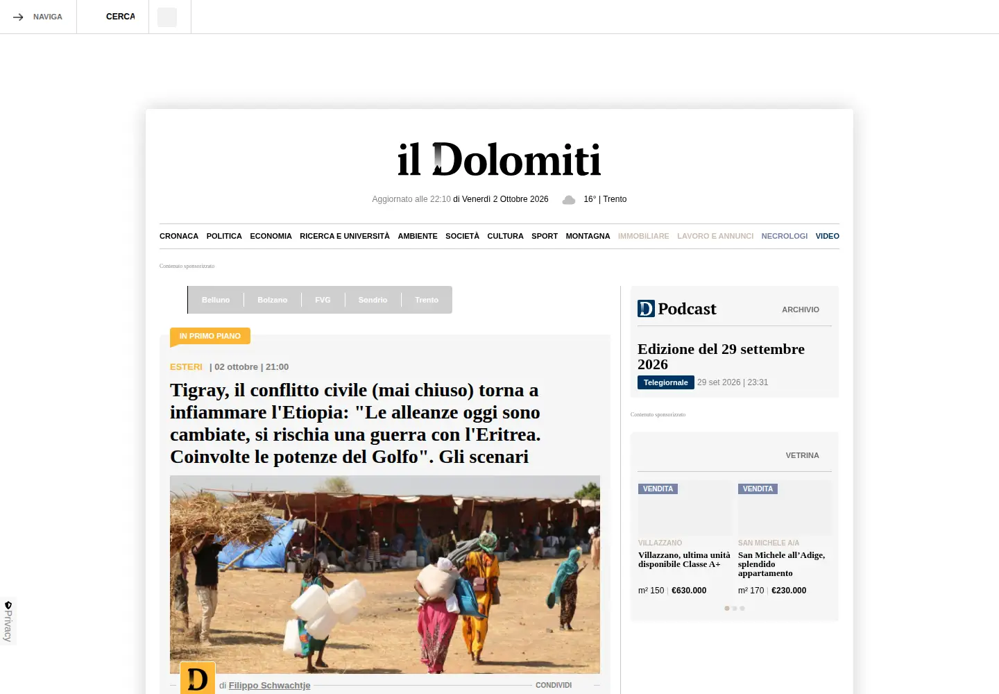 Screenshot of ildolomiti.it