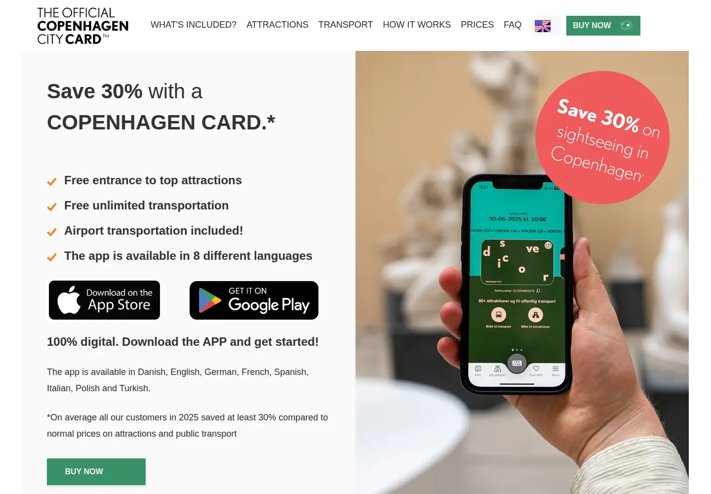 Screenshot of copenhagencard.com