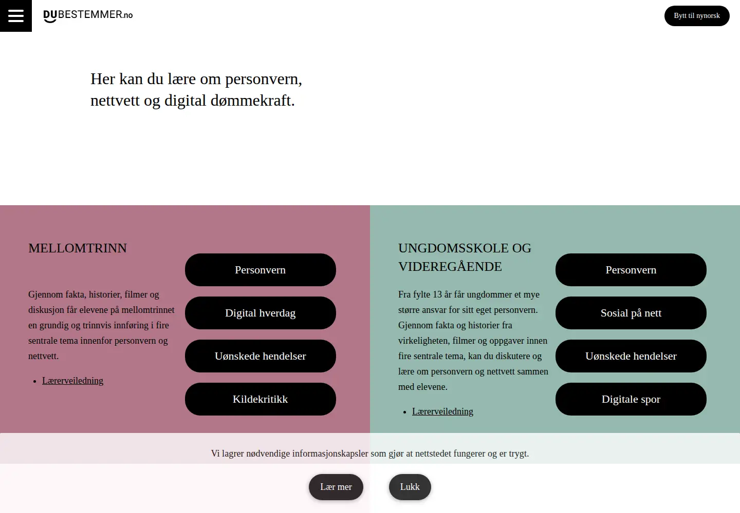 Screenshot of dubestemmer.no