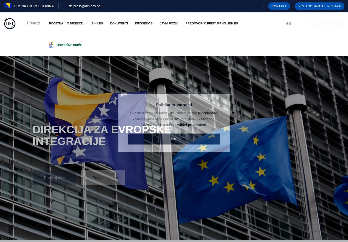 Screenshot of dei.gov.ba