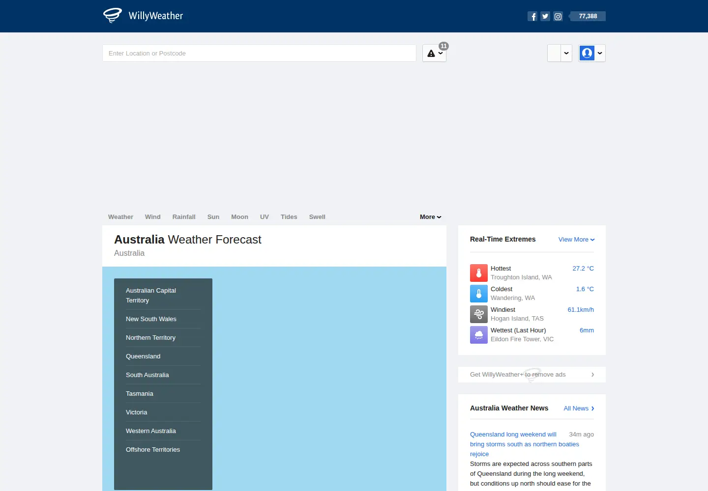 Screenshot of willyweather.com.au