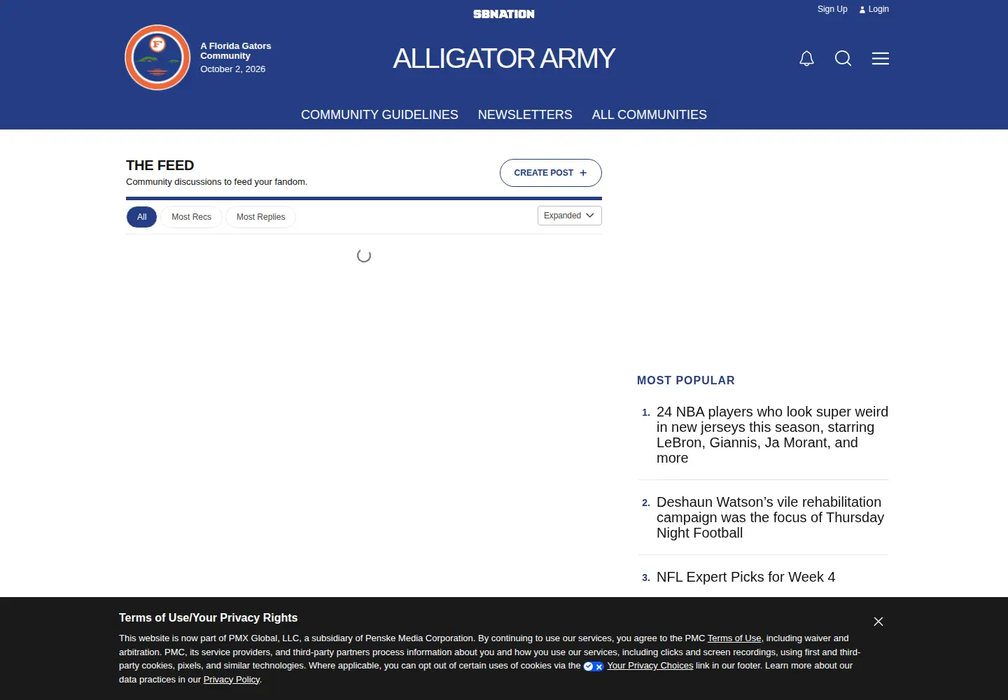 Screenshot of alligatorarmy.com