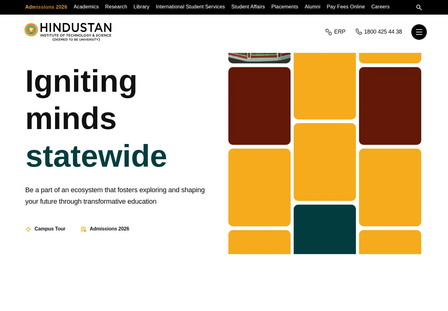 Screenshot of hindustanuniv.ac.in