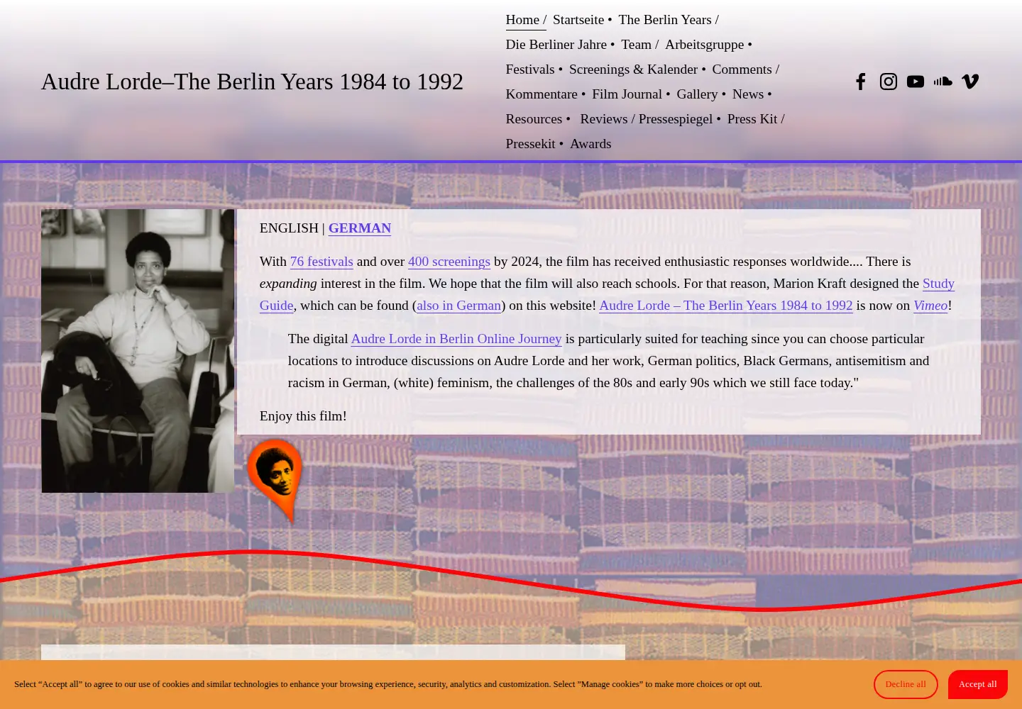 Screenshot of audrelorde-theberlinyears.com