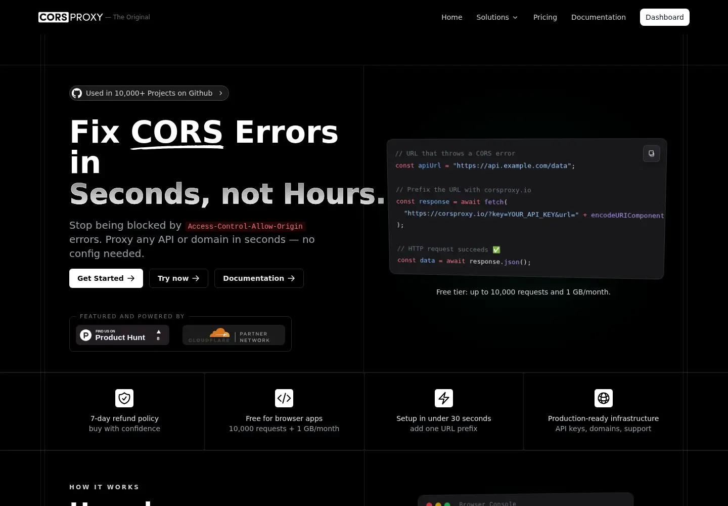 Screenshot of corsproxy.io