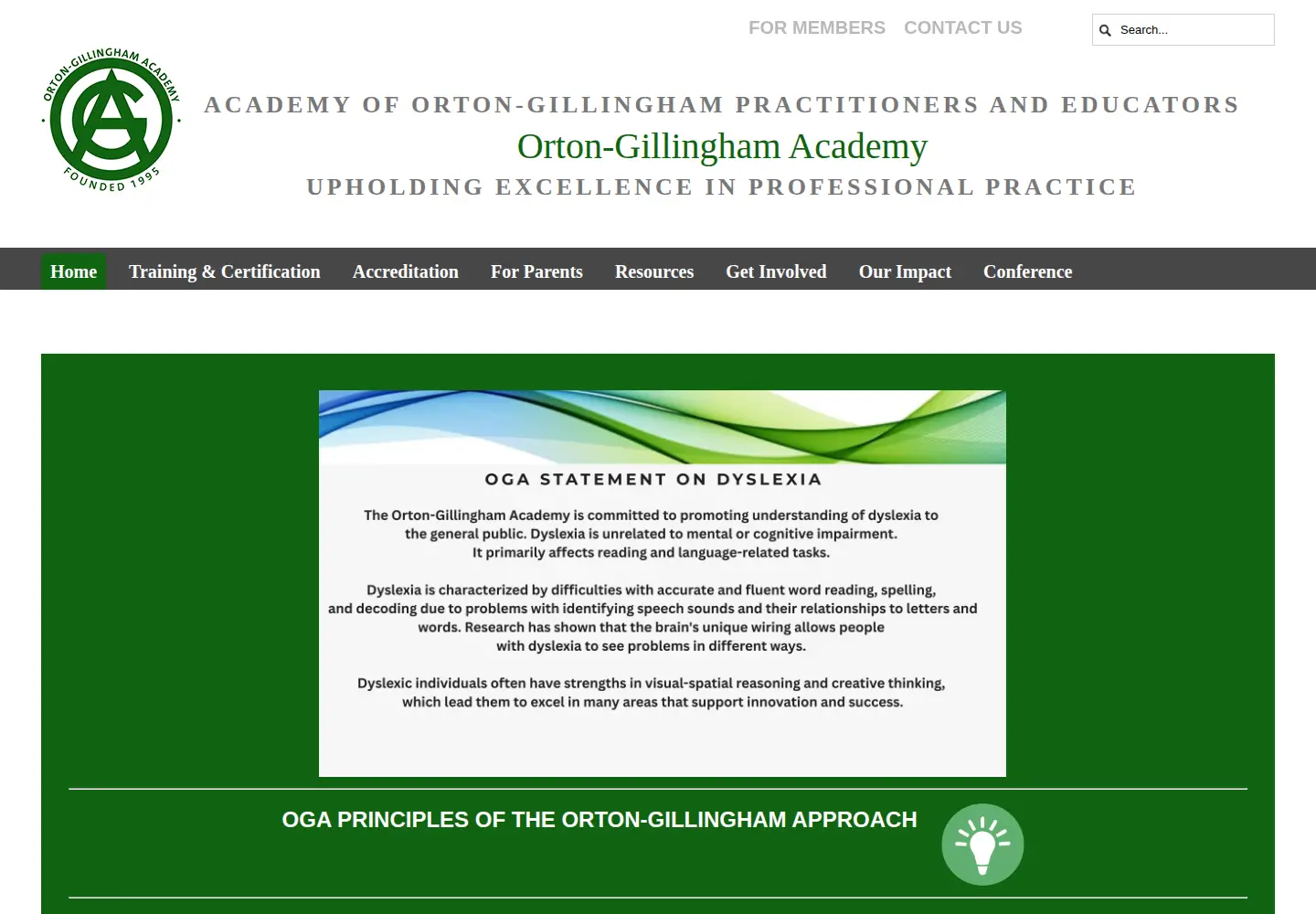 Screenshot of ortonacademy.org