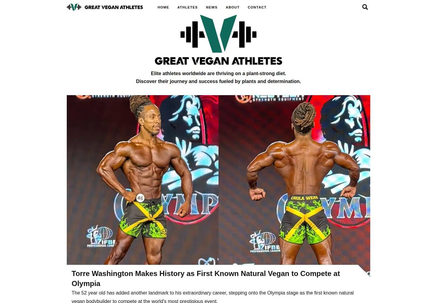Screenshot of greatveganathletes.com