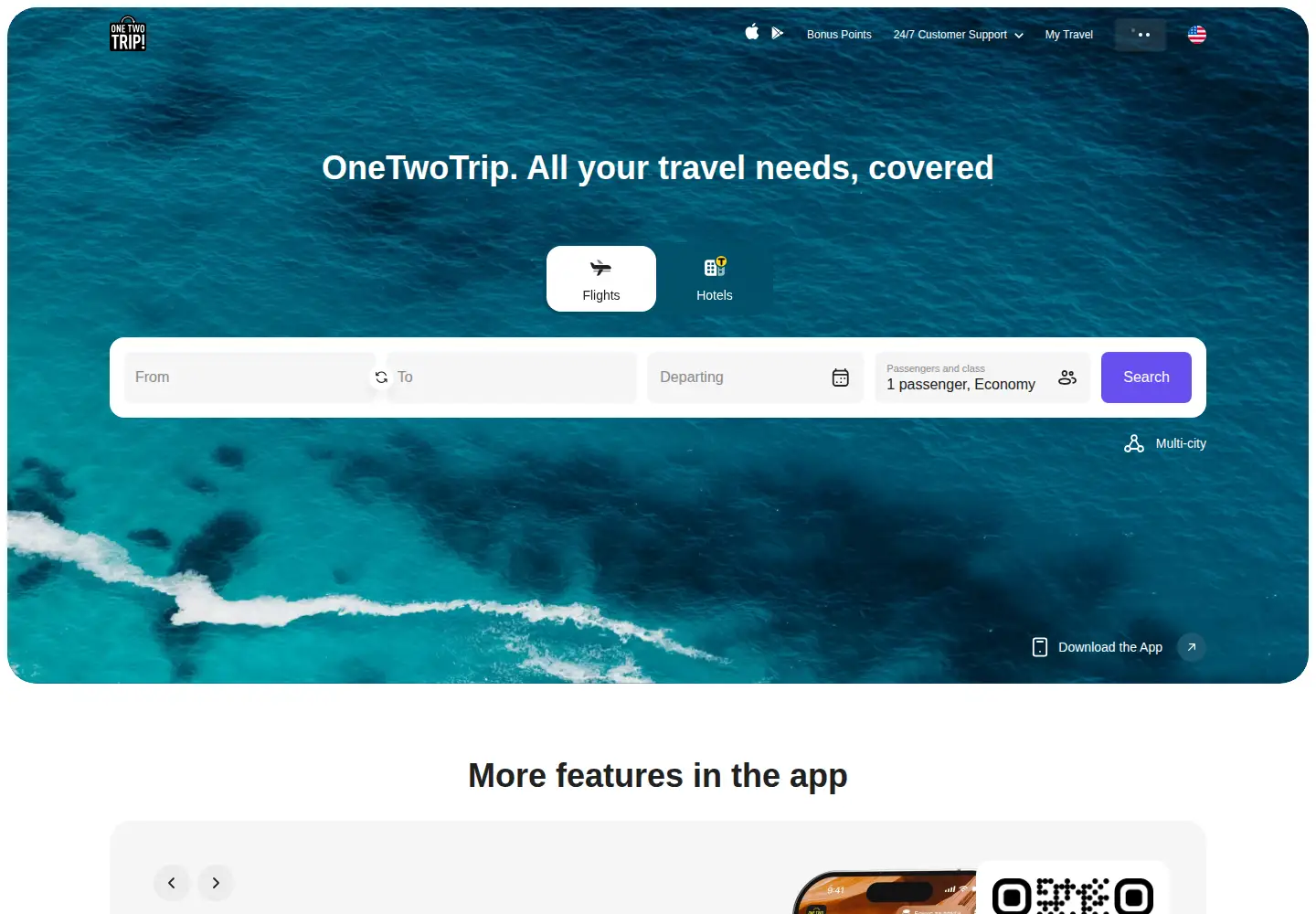 Screenshot of onetwotrip.com