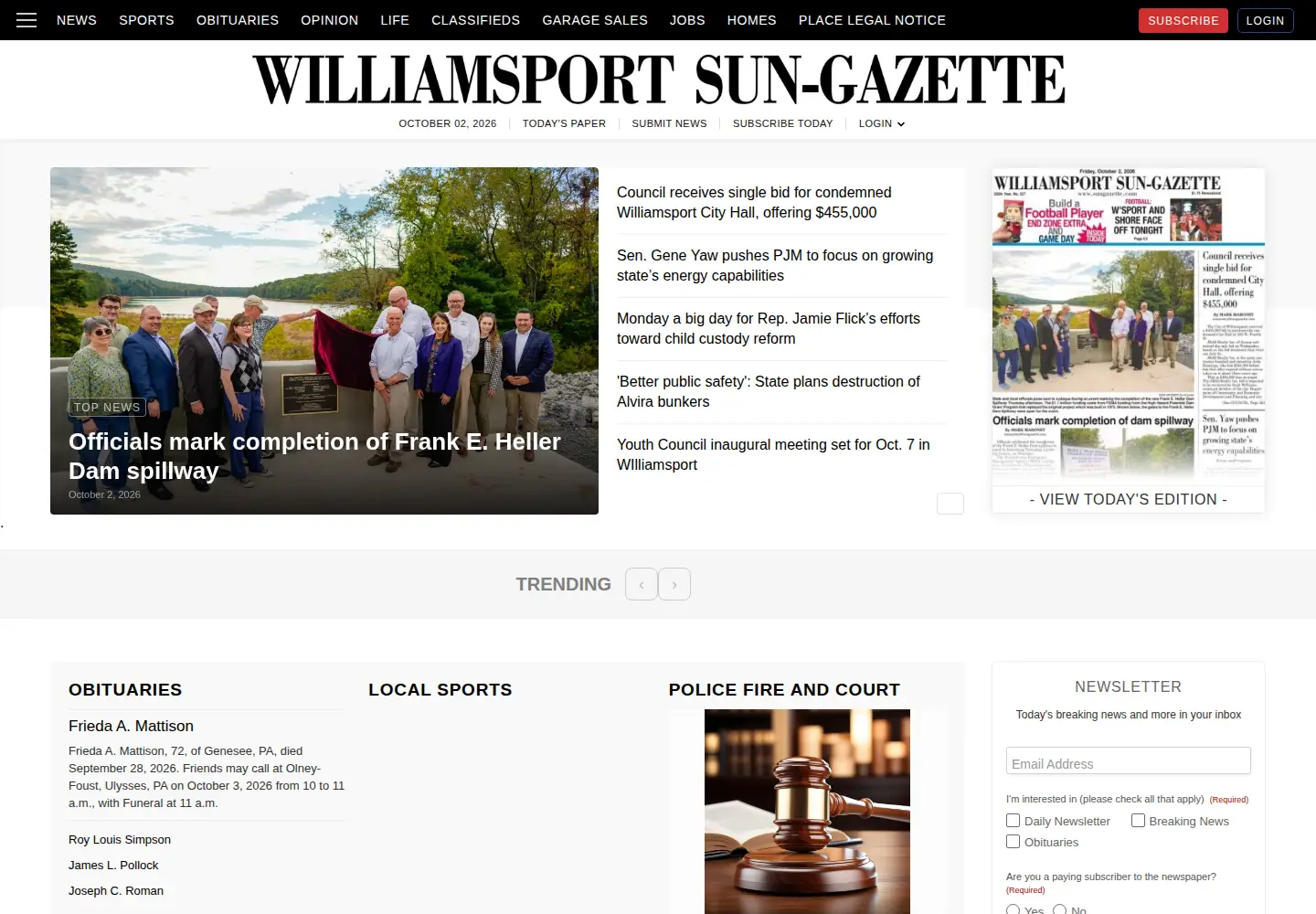 Screenshot of sungazette.com