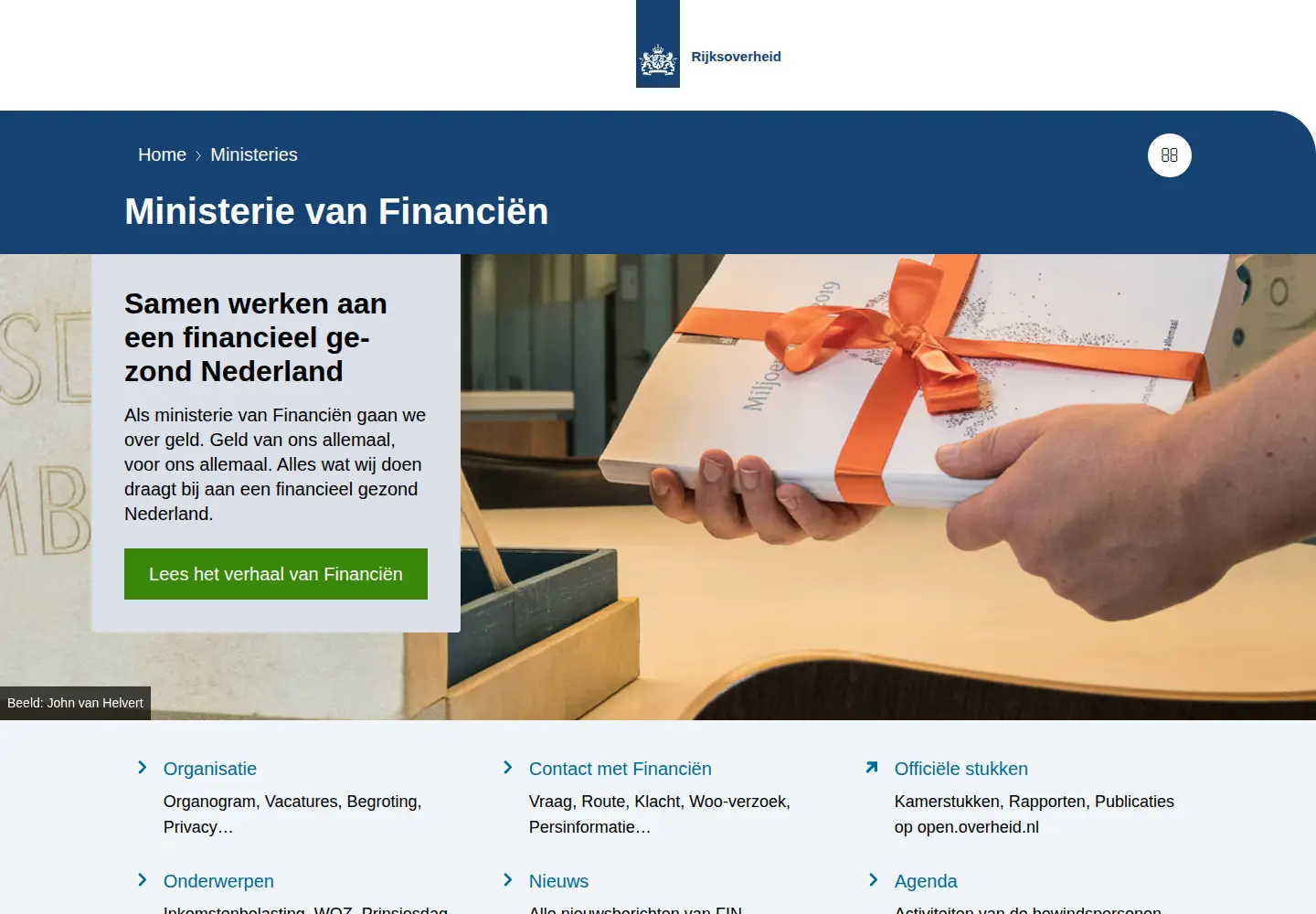 Screenshot of minfin.nl