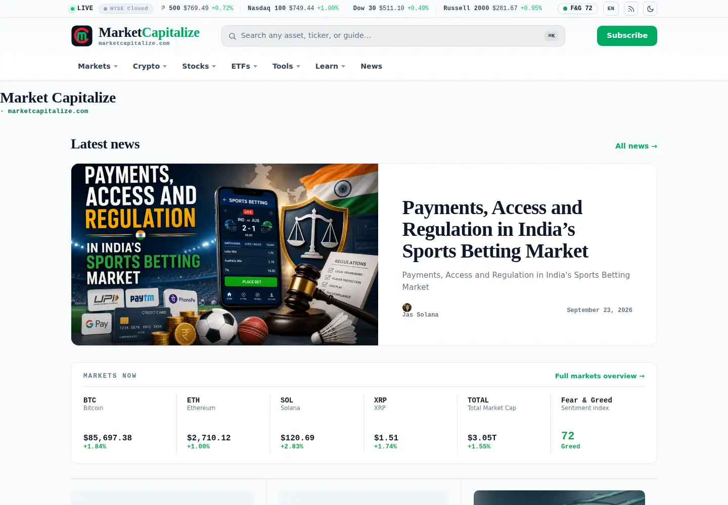 Screenshot of marketcapitalize.com