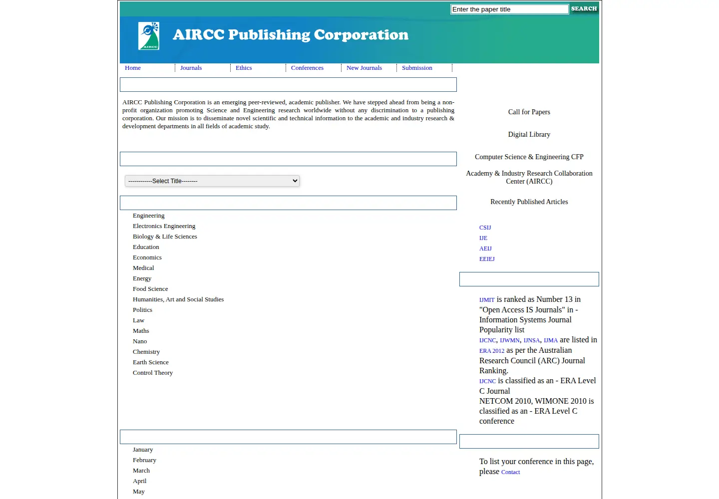 Screenshot of airccse.com