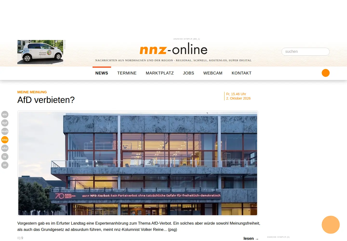 Screenshot of nnz-online.de