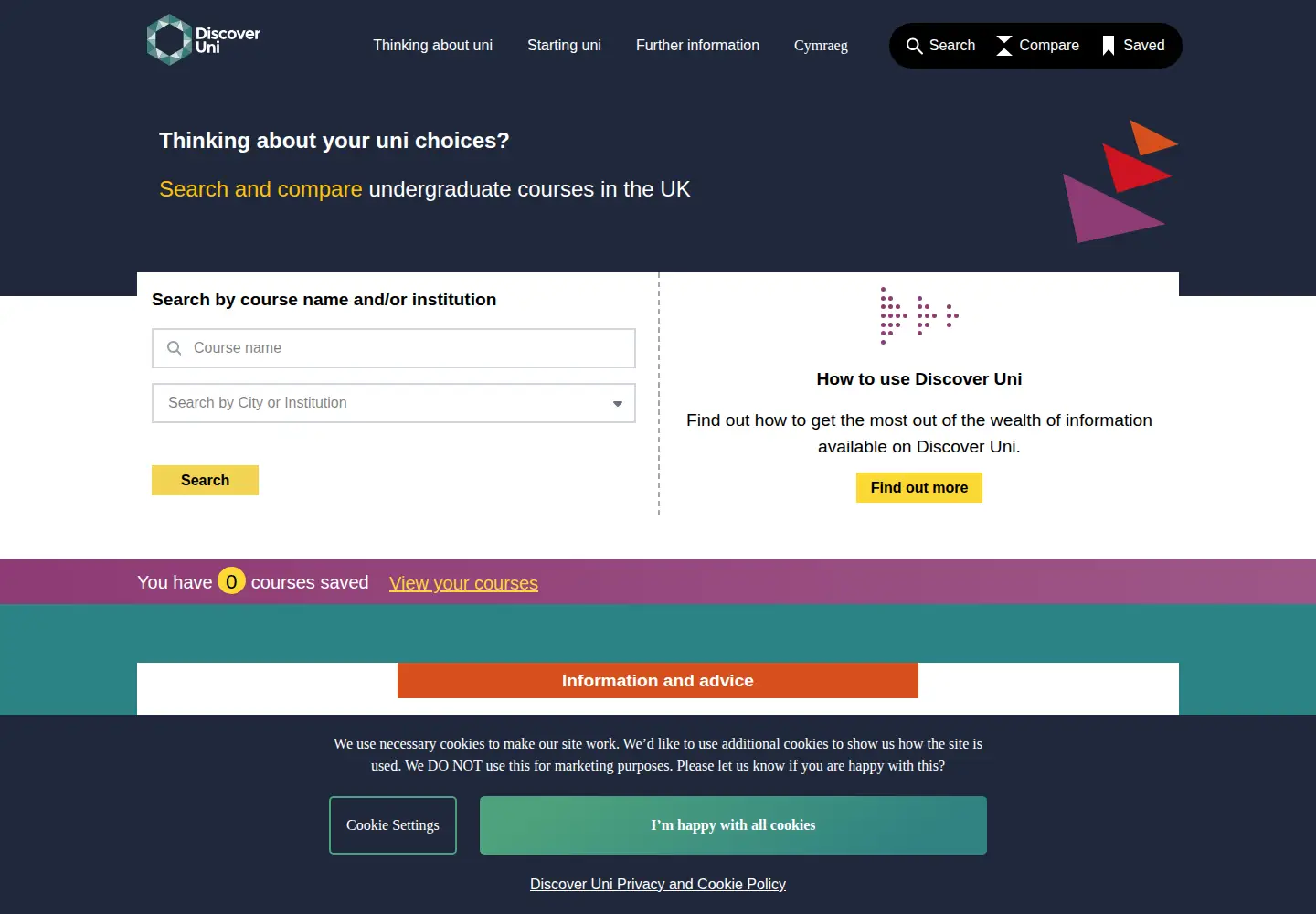Screenshot of discoveruni.gov.uk