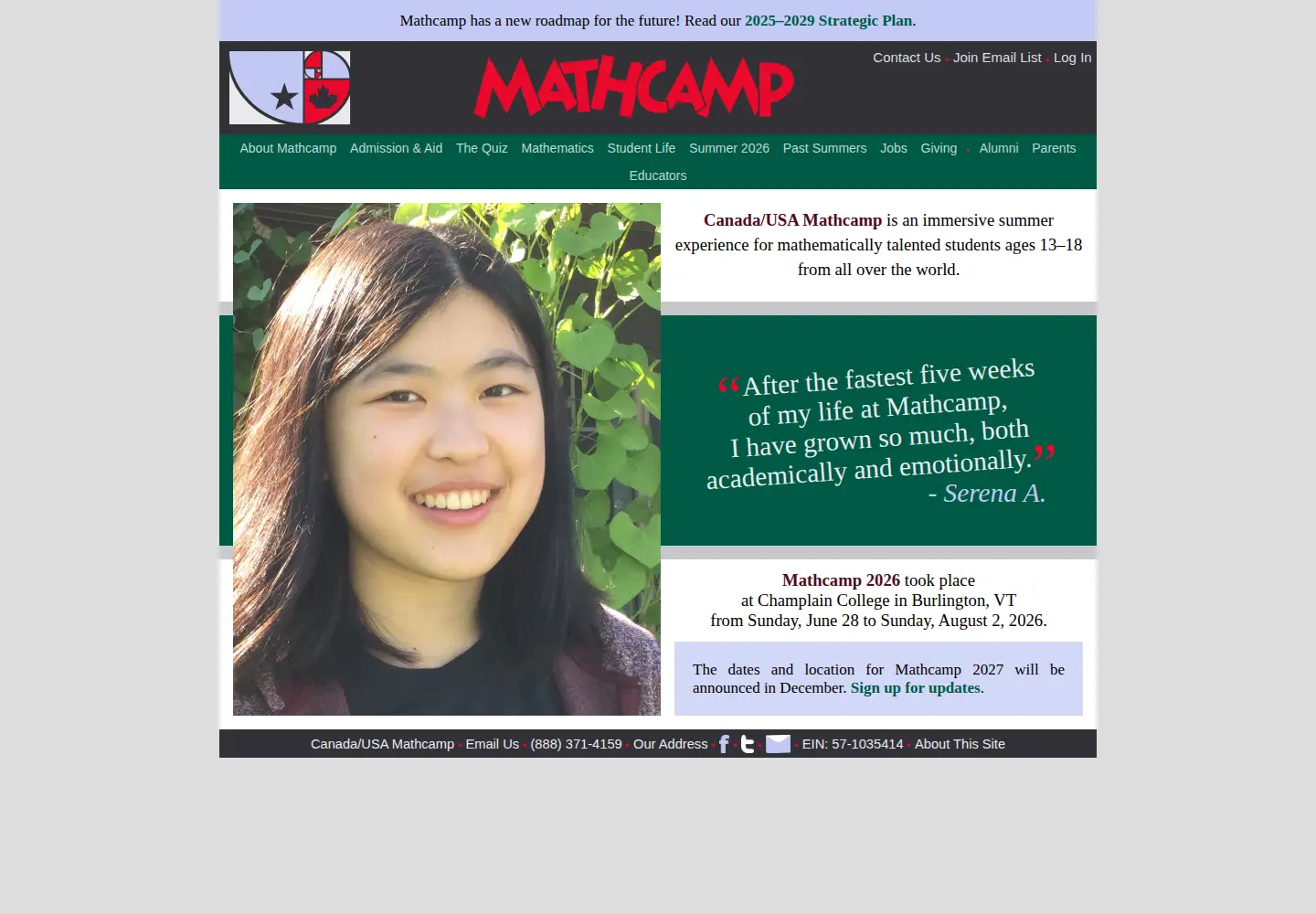 Screenshot of mathcamp.org