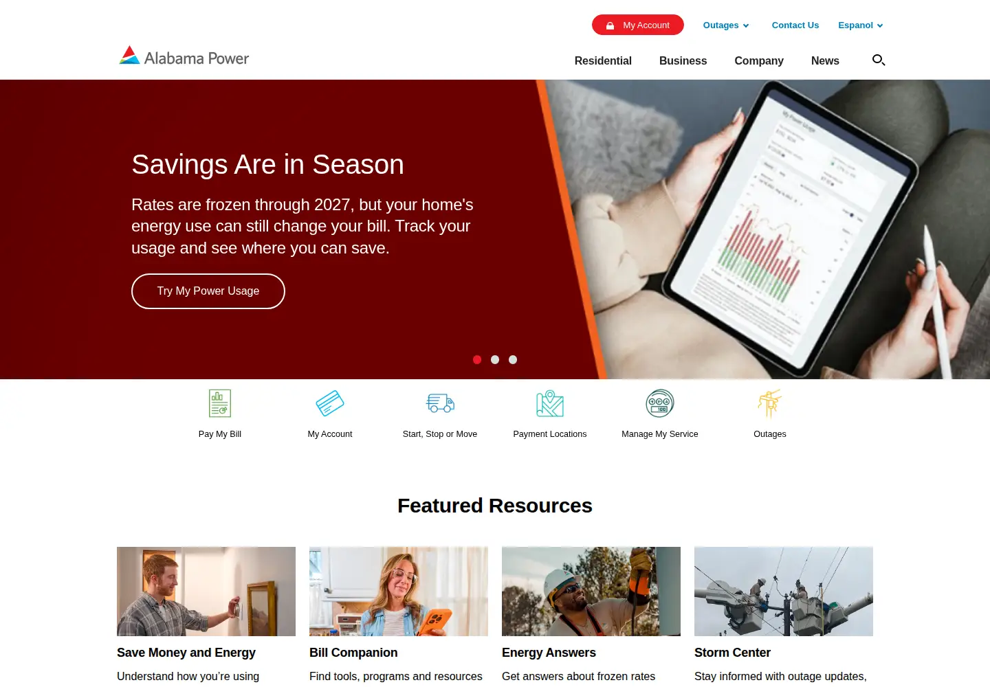 Screenshot of alabamapower.com
