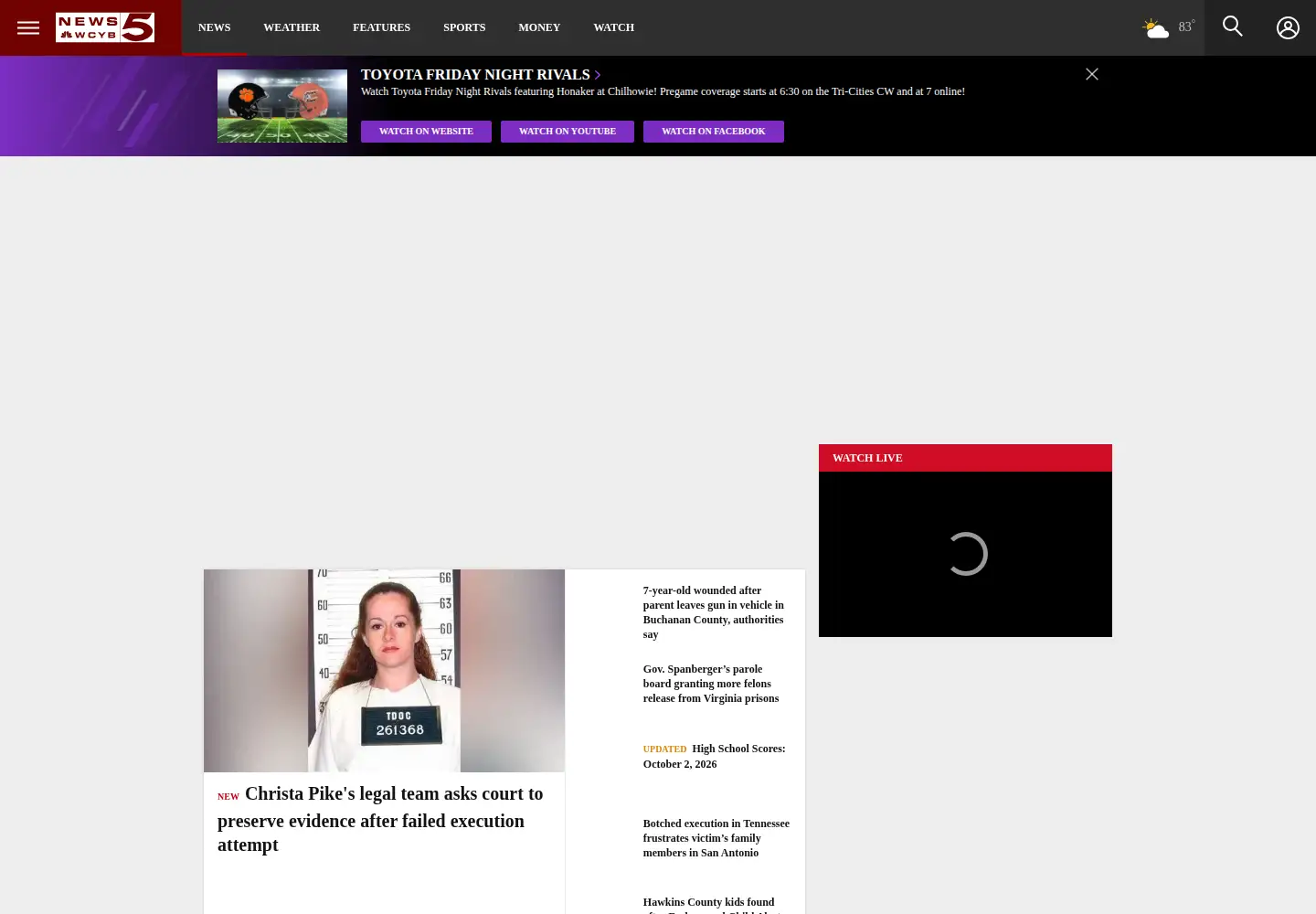 Screenshot of wcyb.com