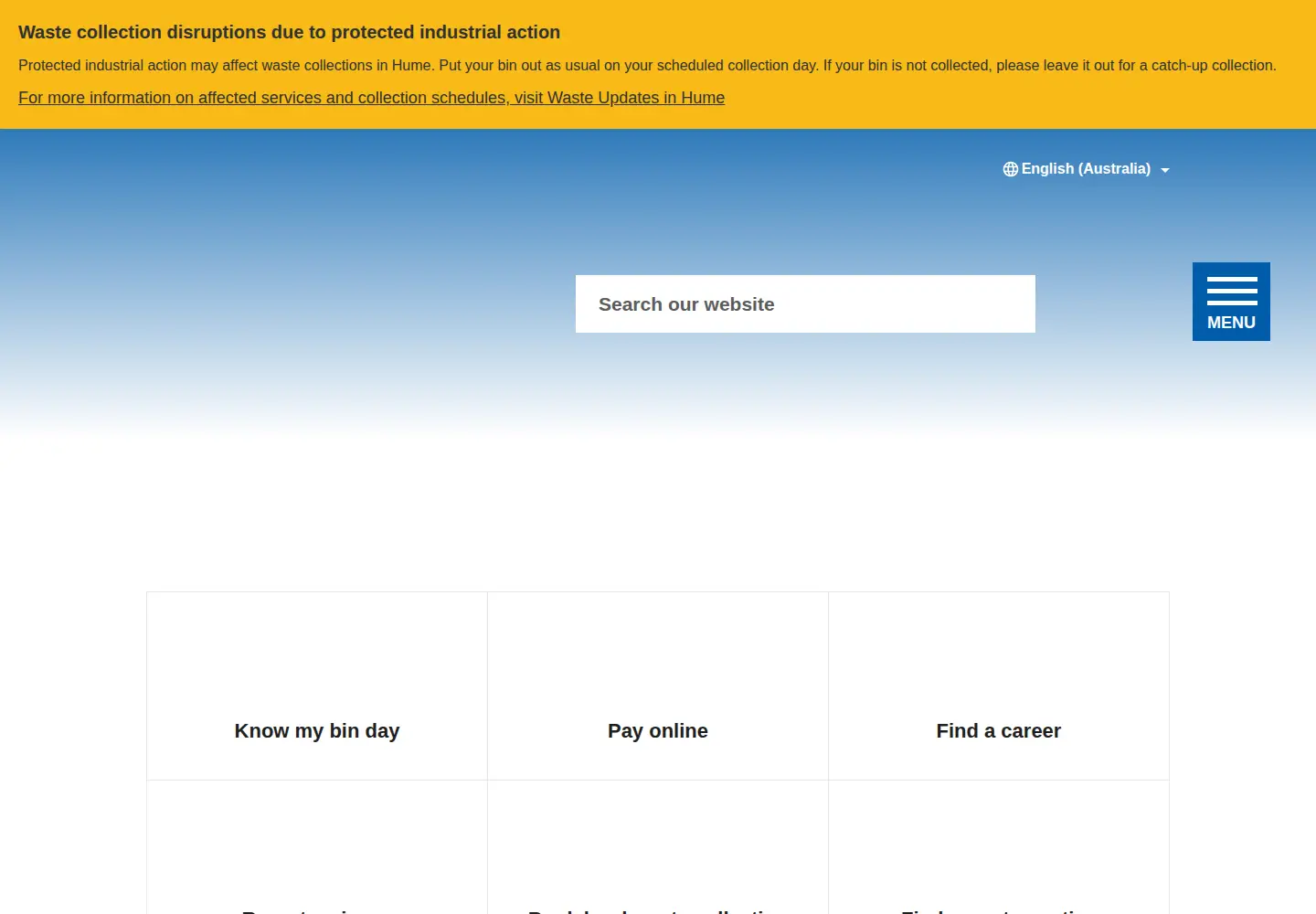 Screenshot of hume.vic.gov.au