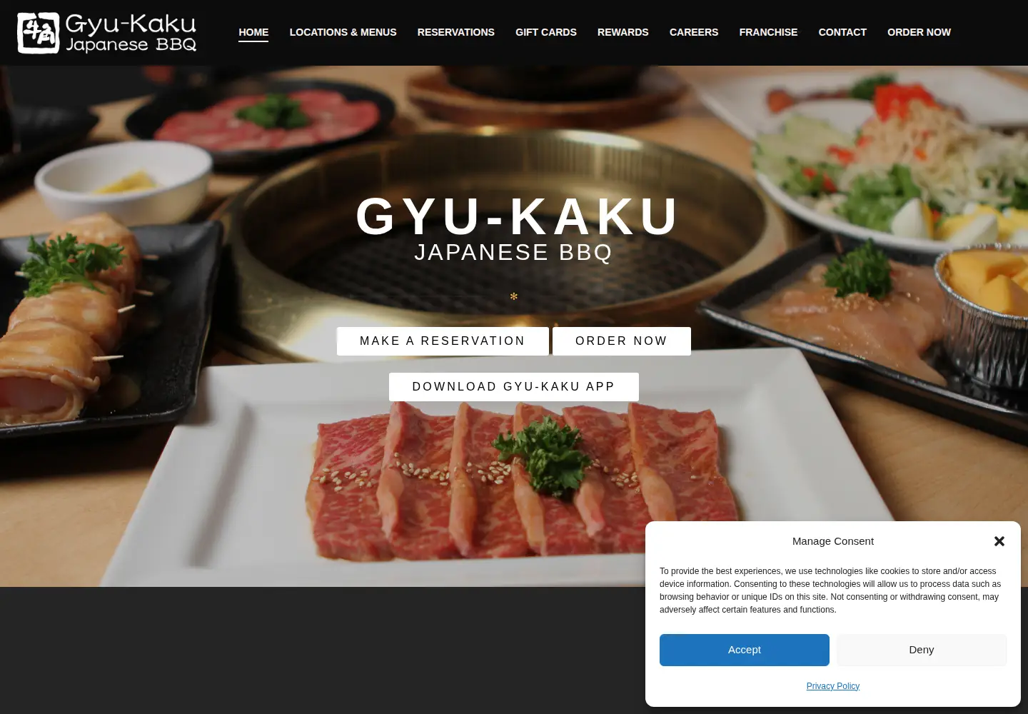 Screenshot of gyu-kaku.com
