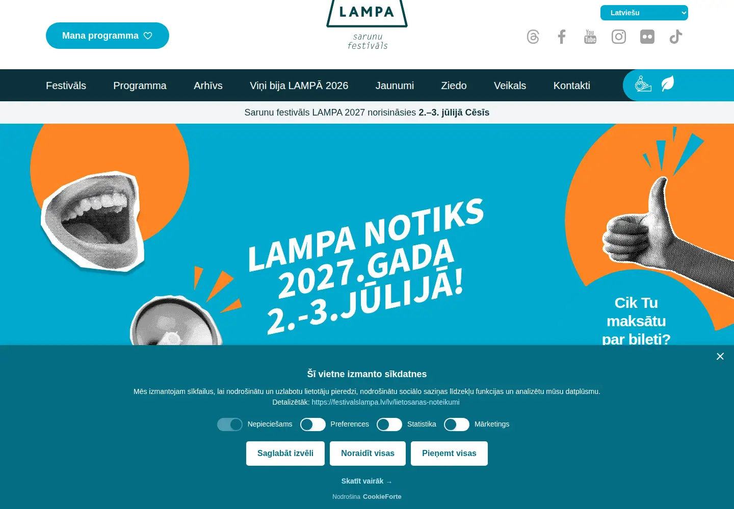Screenshot of festivalslampa.lv