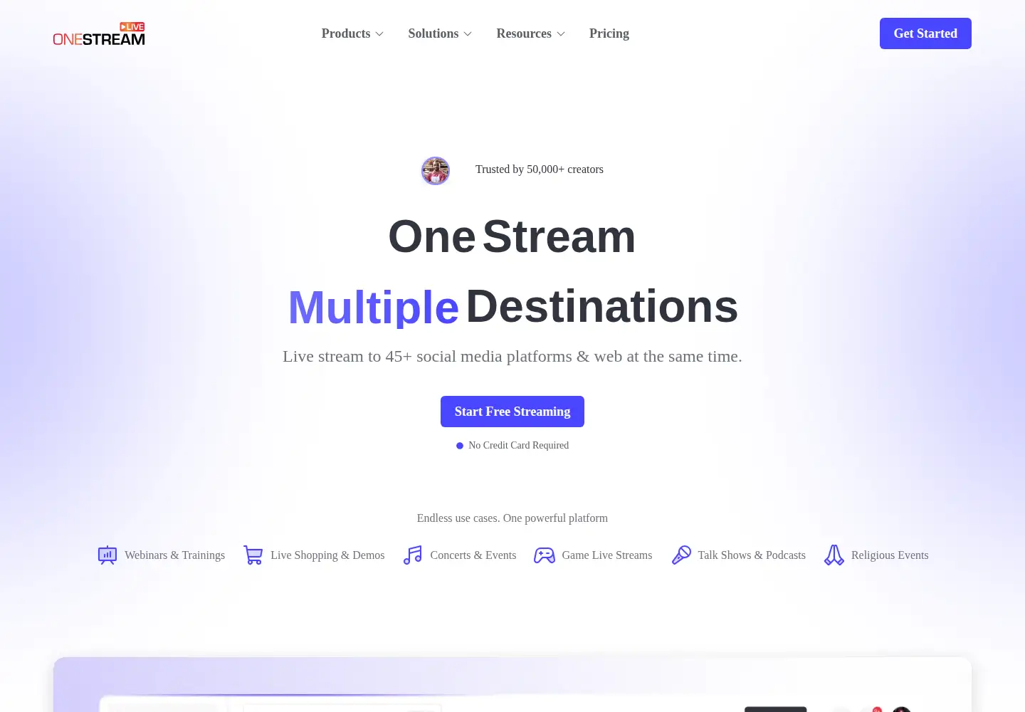 Screenshot of onestream.live
