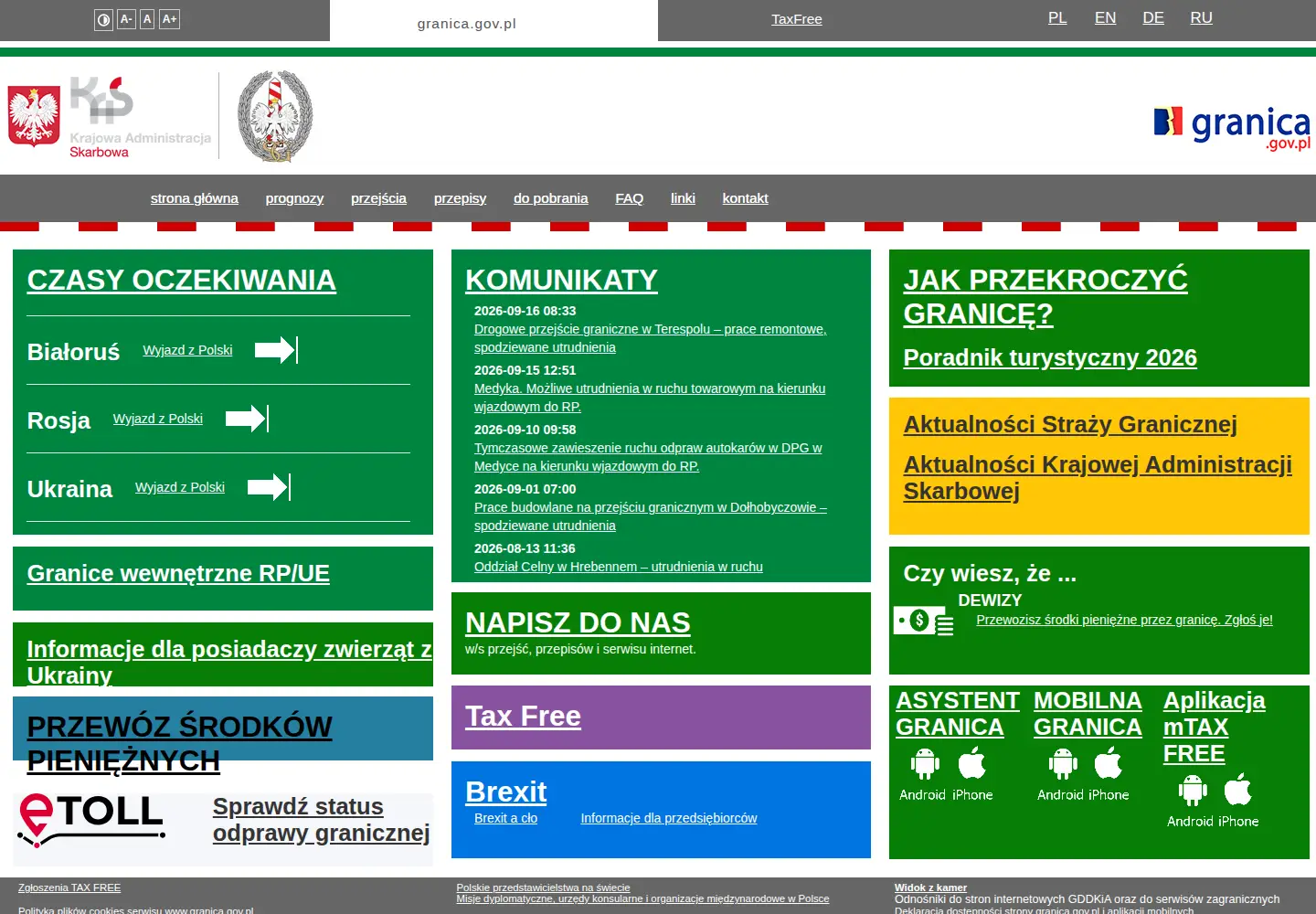 Screenshot of granica.gov.pl