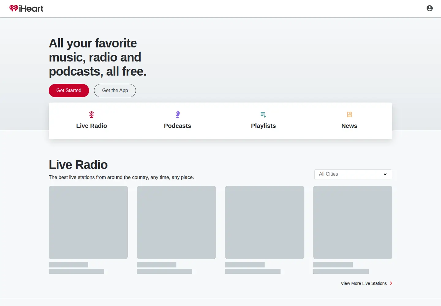 Screenshot of iheartradio.com