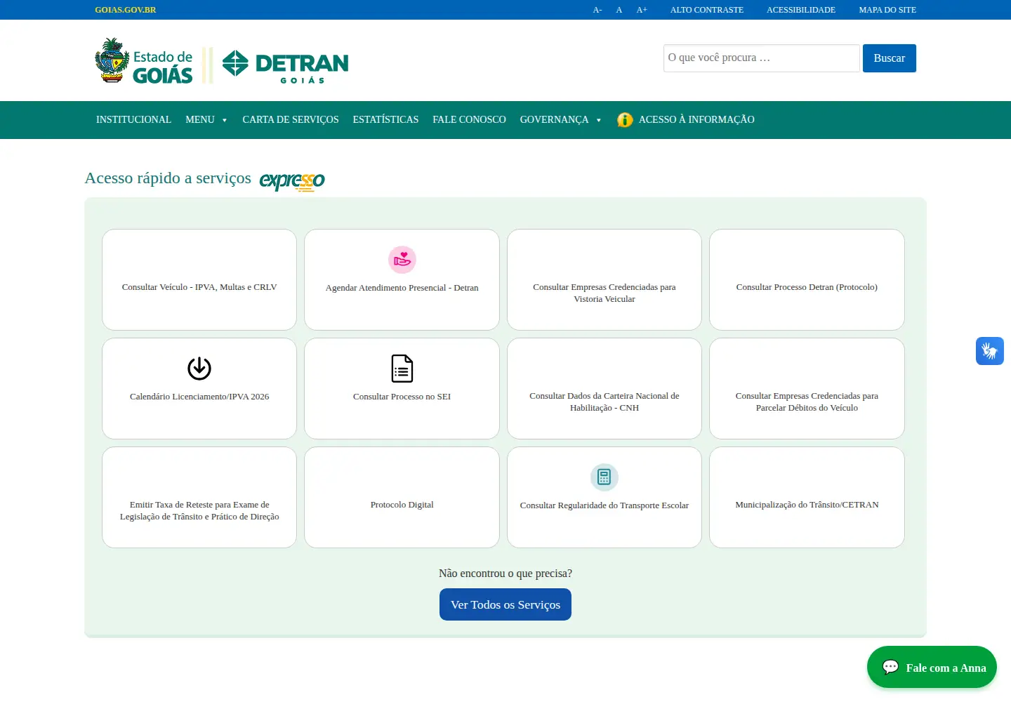 Screenshot of detran.go.gov.br