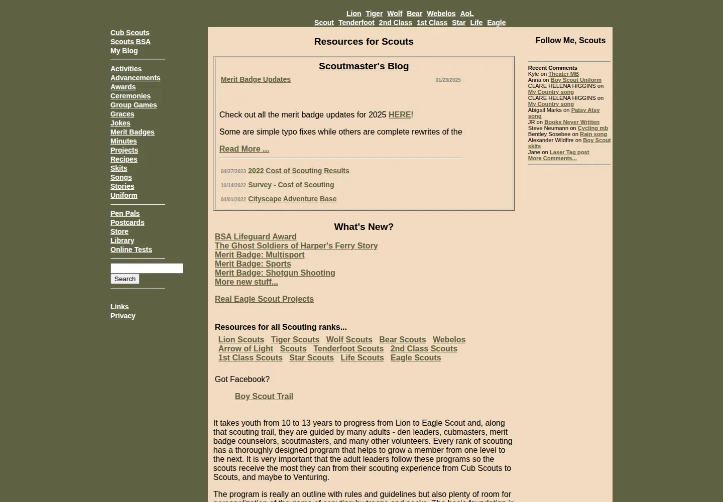 Screenshot of boyscouttrail.com