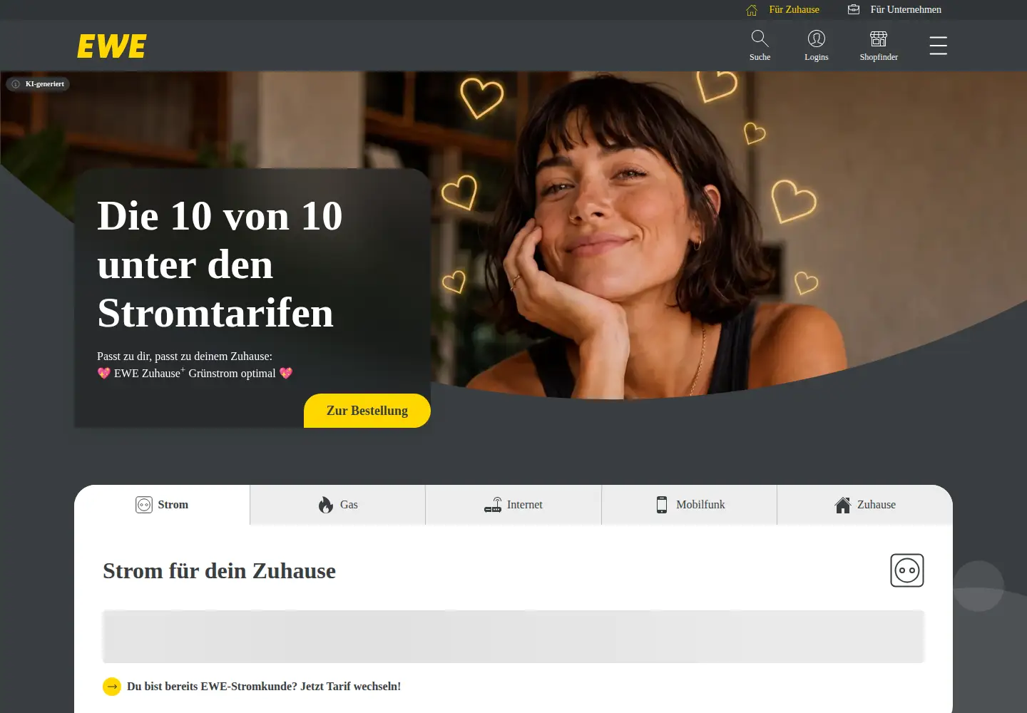 Screenshot of ewe.de
