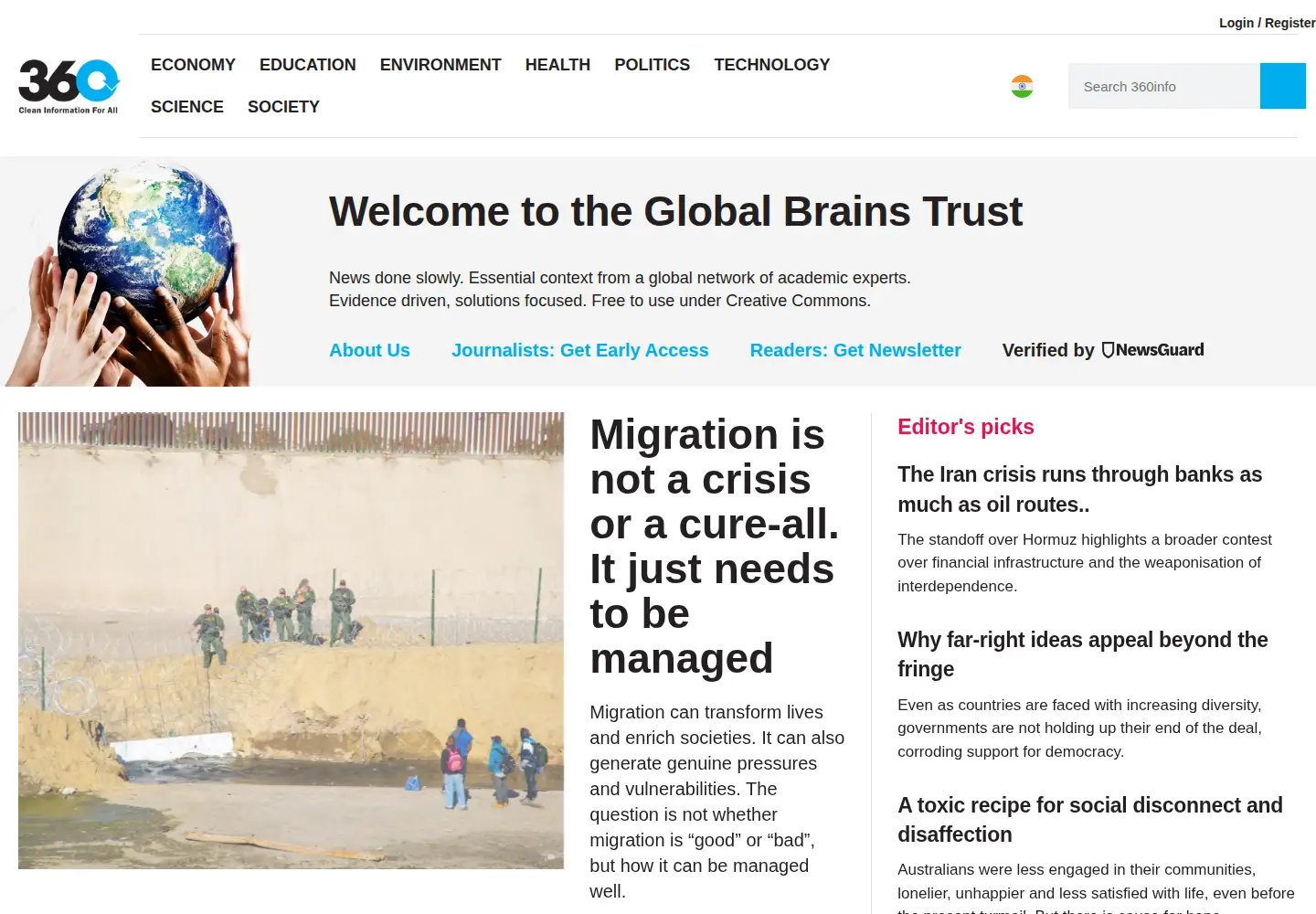 Screenshot of 360info.org