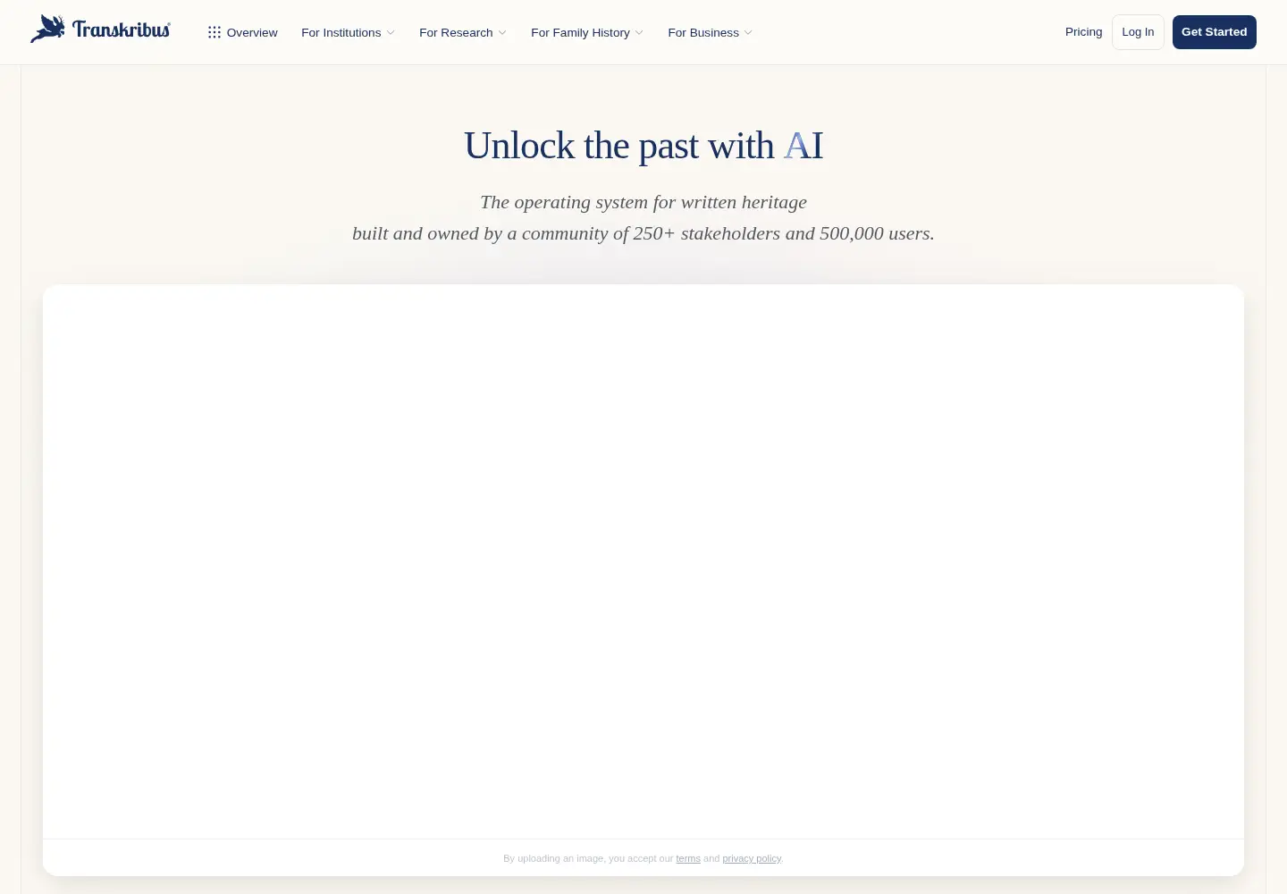 Screenshot of transkribus.org