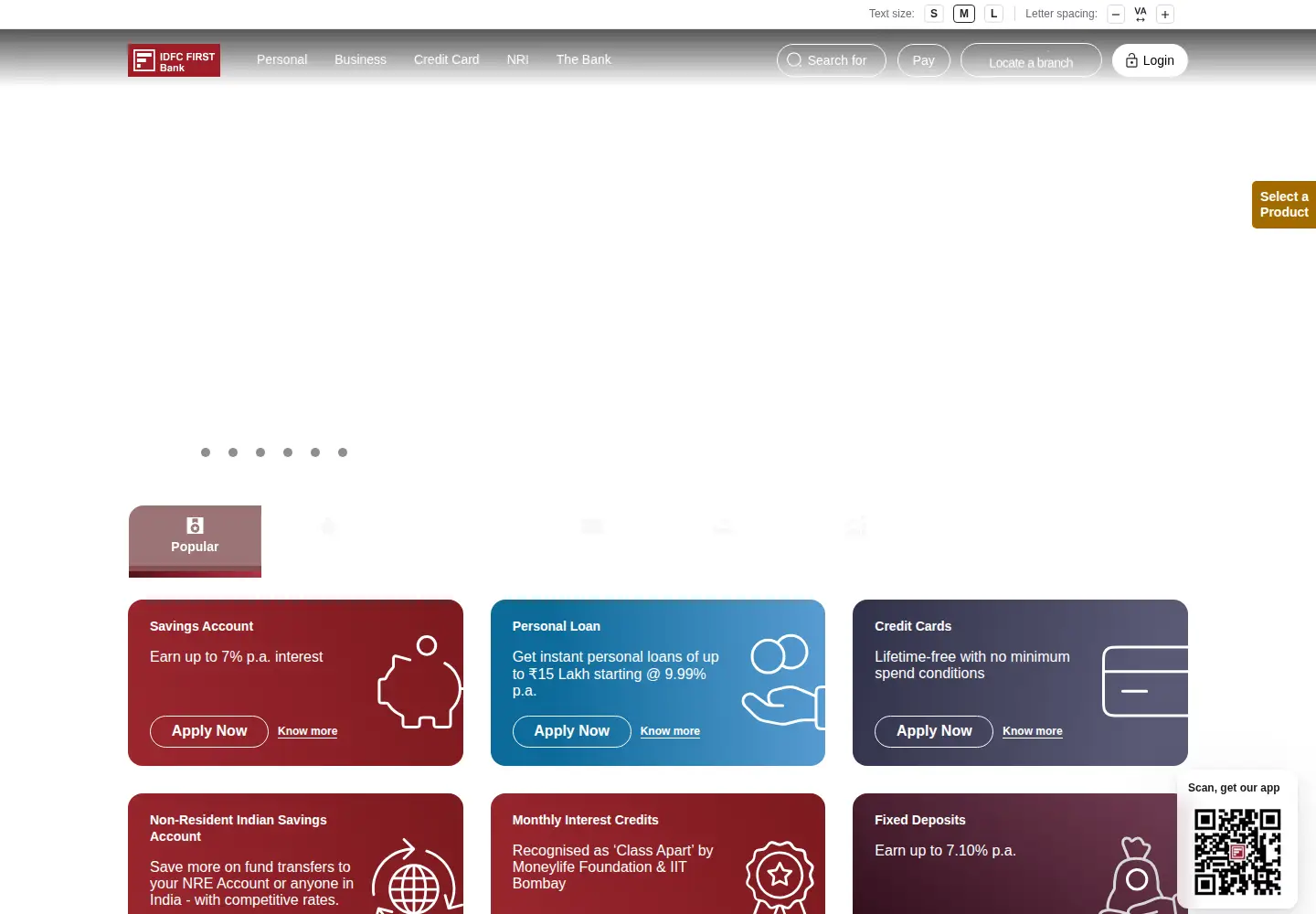 Screenshot of idfcfirstbank.com