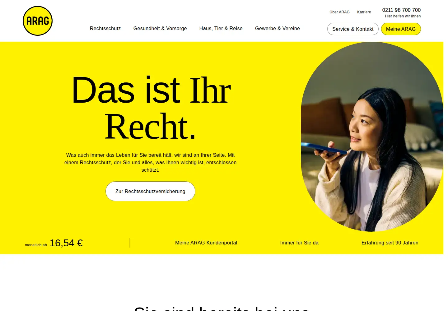 Screenshot of arag.de