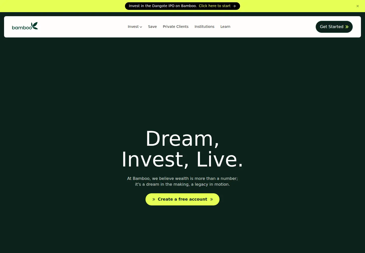 Screenshot of investbamboo.com