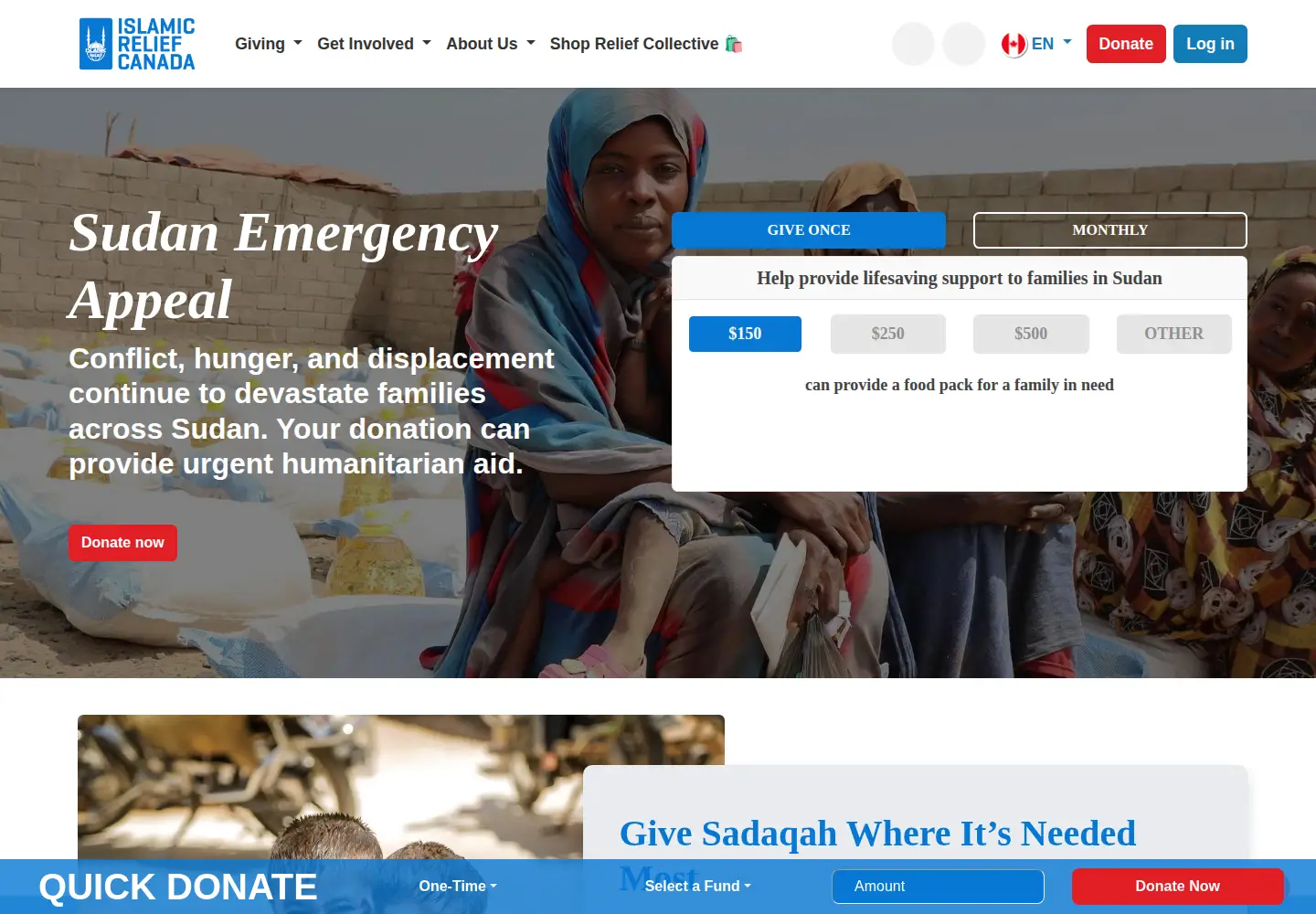 Screenshot of islamicreliefcanada.org