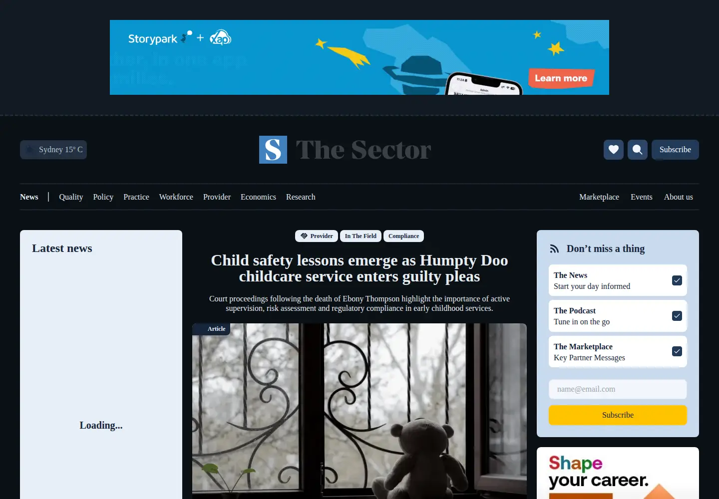 Screenshot of thesector.com.au
