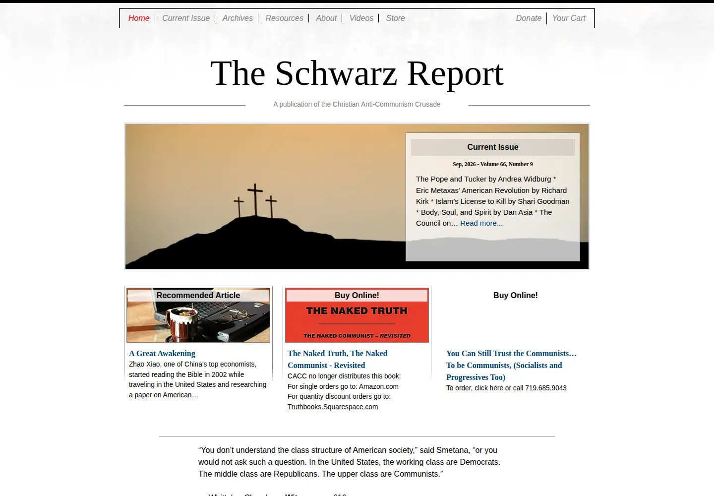 Captured homepage of schwarzreport.org in the current scan