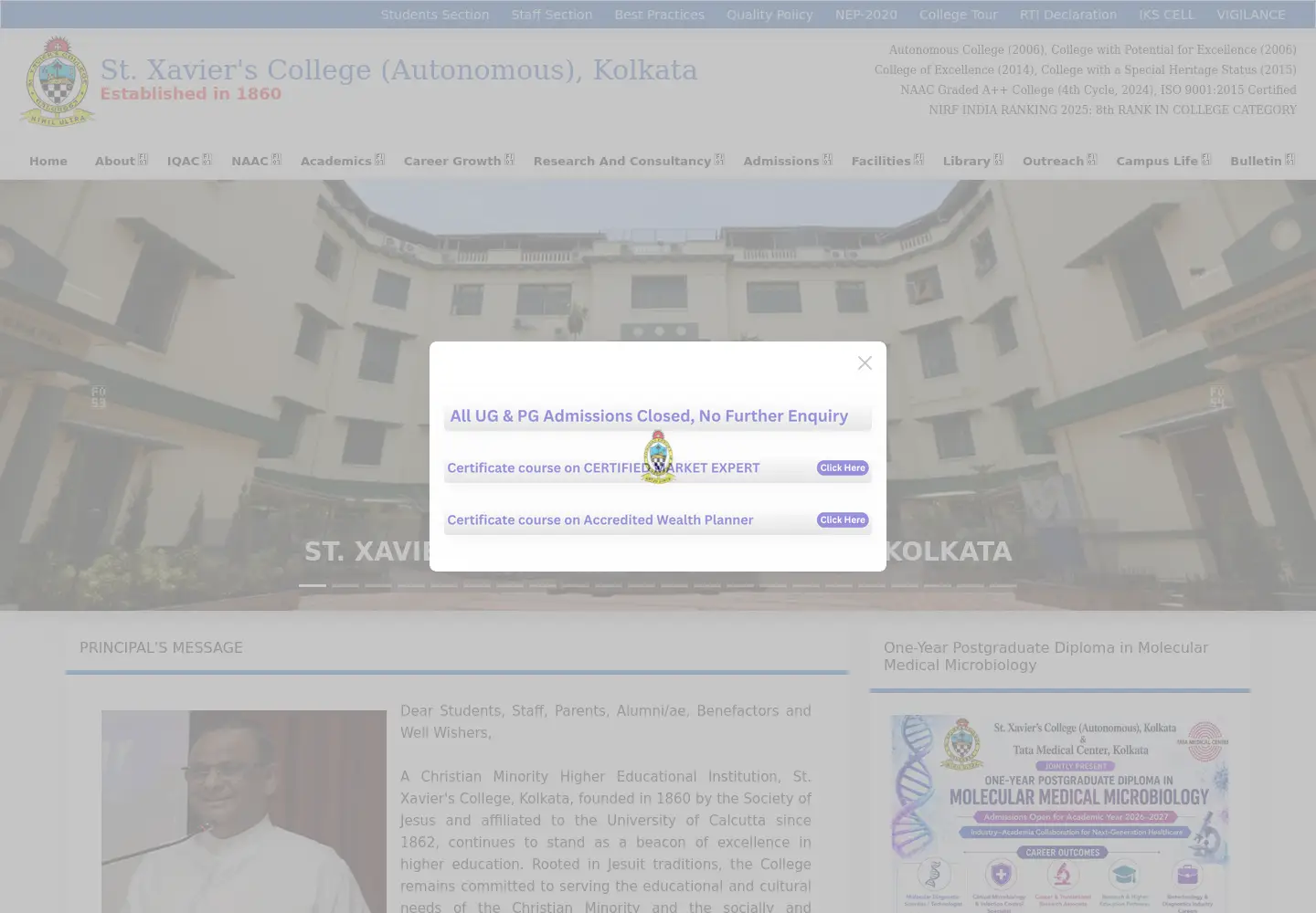 Screenshot of sxccal.edu