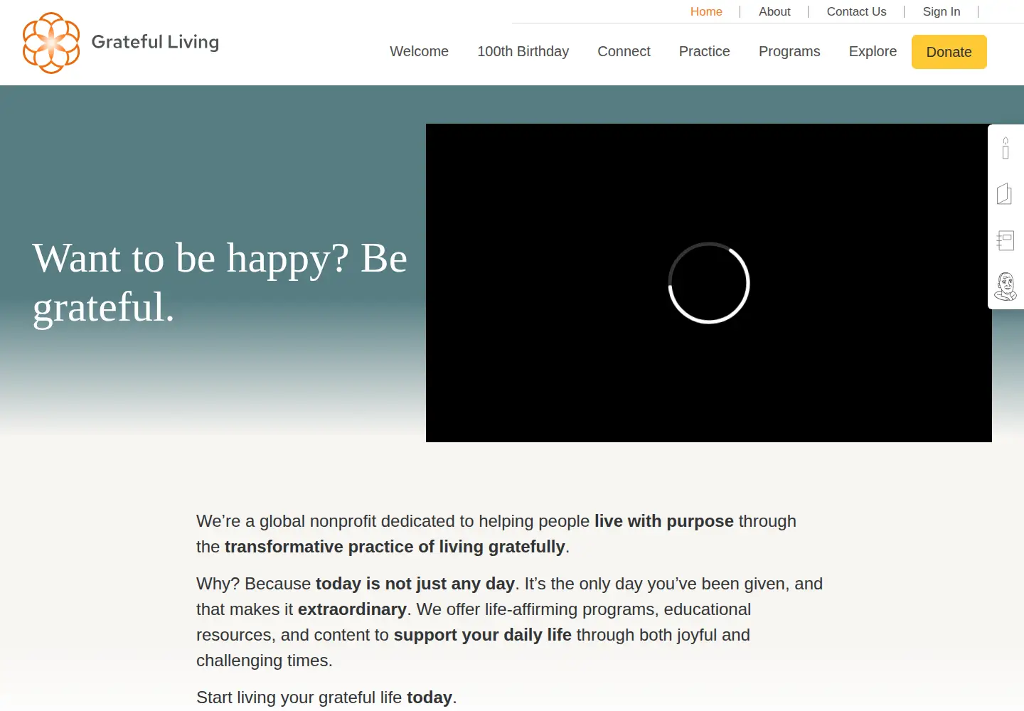 Screenshot of gratefulness.org