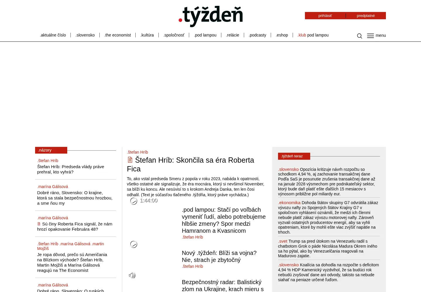 Screenshot of tyzden.sk