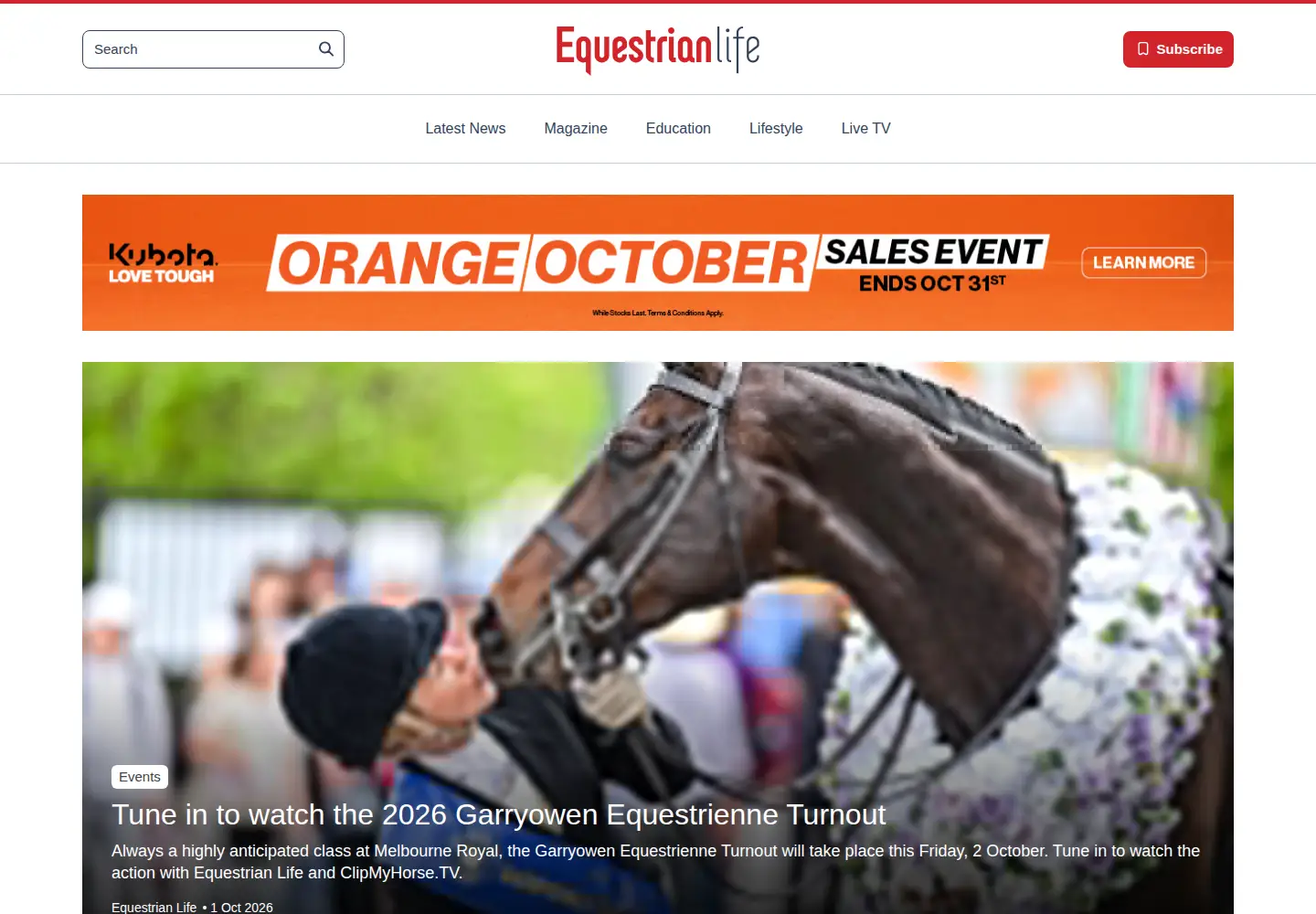 Screenshot of equestrianlife.com.au
