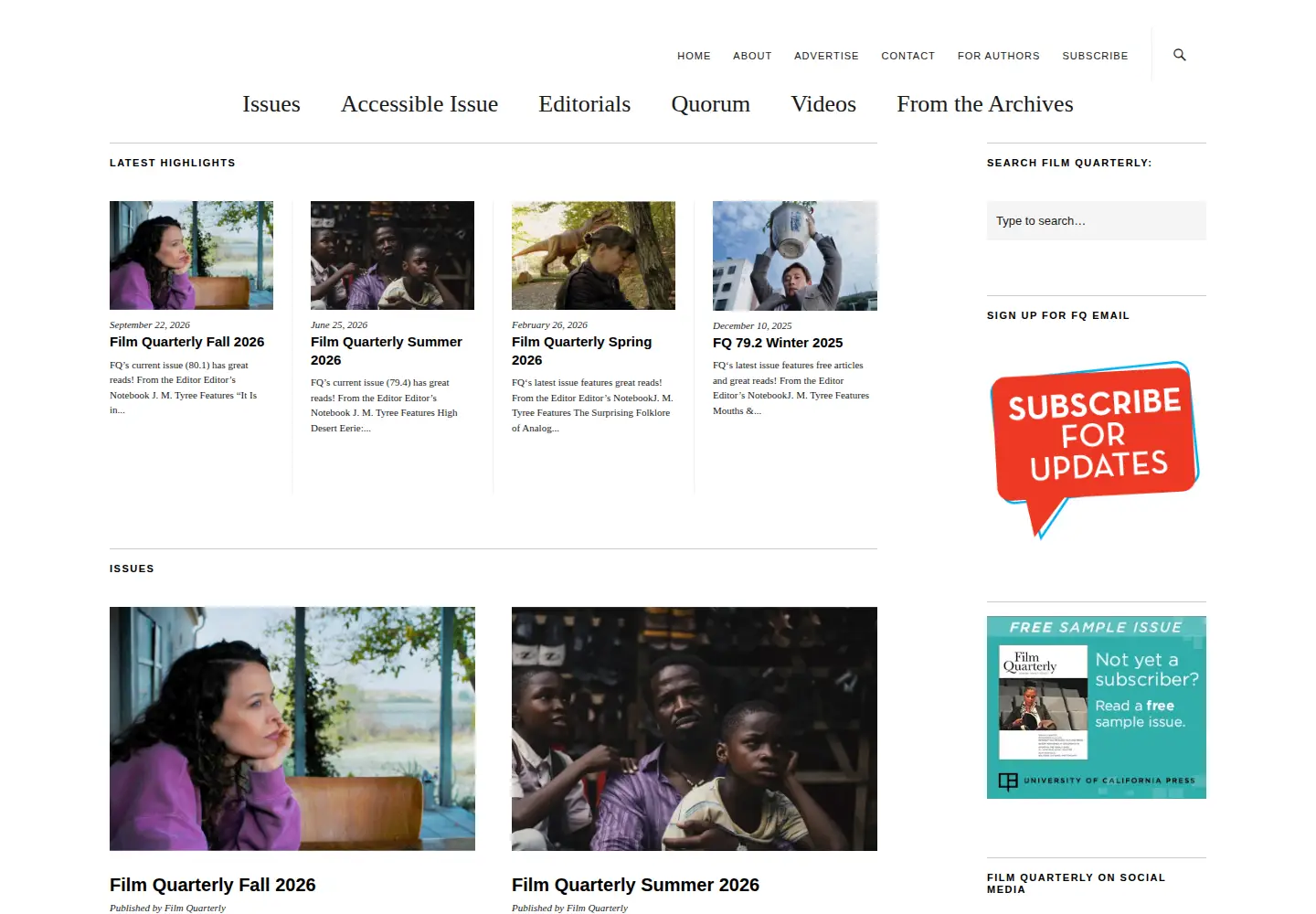 Screenshot of filmquarterly.org