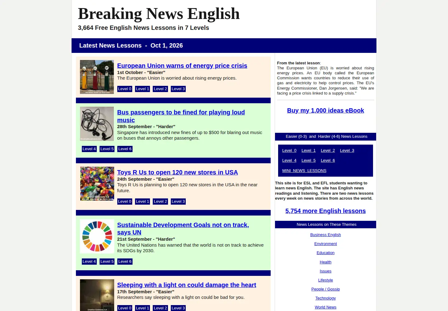 Screenshot of breakingnewsenglish.com
