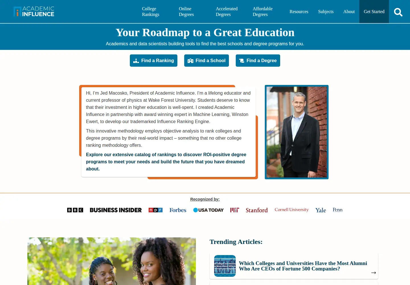 Screenshot of academicinfluence.com