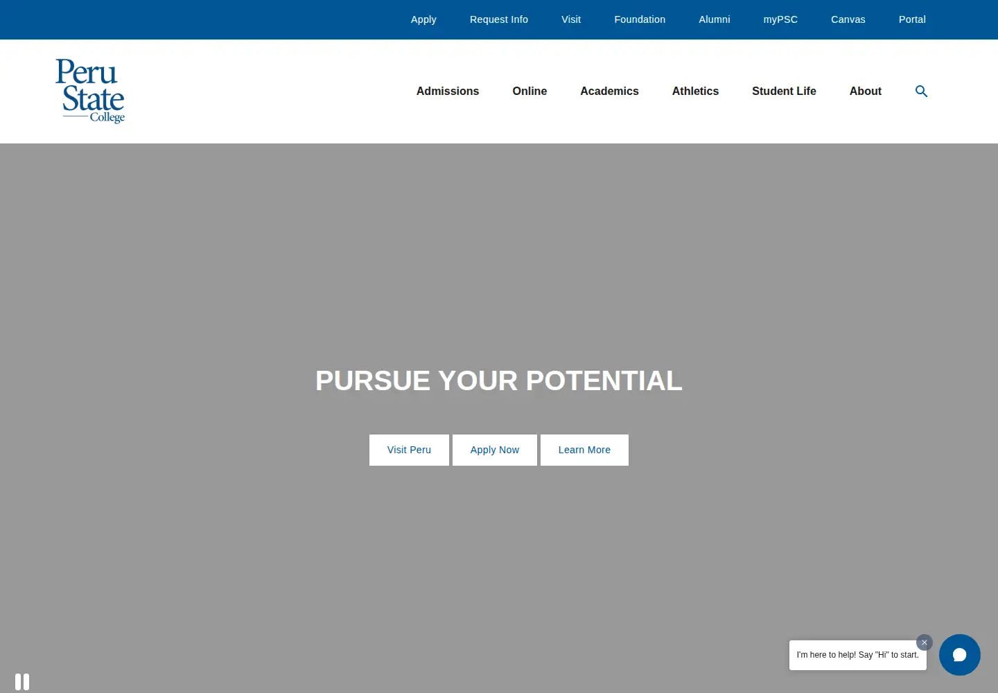 Screenshot of peru.edu