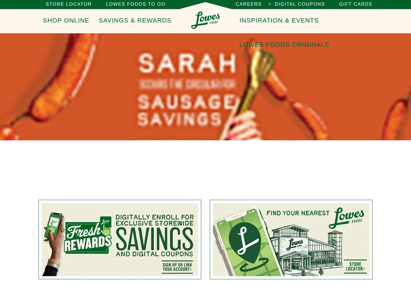 Screenshot of lowesfoods.com